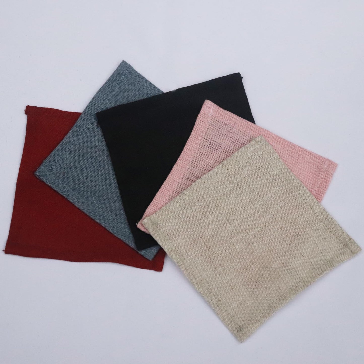 INYOWAKI 100% Pure Linen Cocktail Napkins Set of 12-4 x 4 Inch Small Cloth Solid Color Cocktail Napkins for Holiday,New Years,Cheers,Wedding, Drink, Parties, Everyday, Bar, Coffee, Beverage- Red
