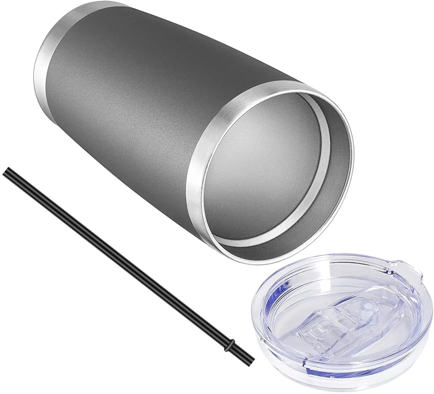 VEGOND 20oz Tumbler with Lid and Straw Stainless Steel Tumbler Cup Vacuum Insulated Double Wall Travel Coffee Mug Powder Coated Coffee Cup, Grey, 1 Pack