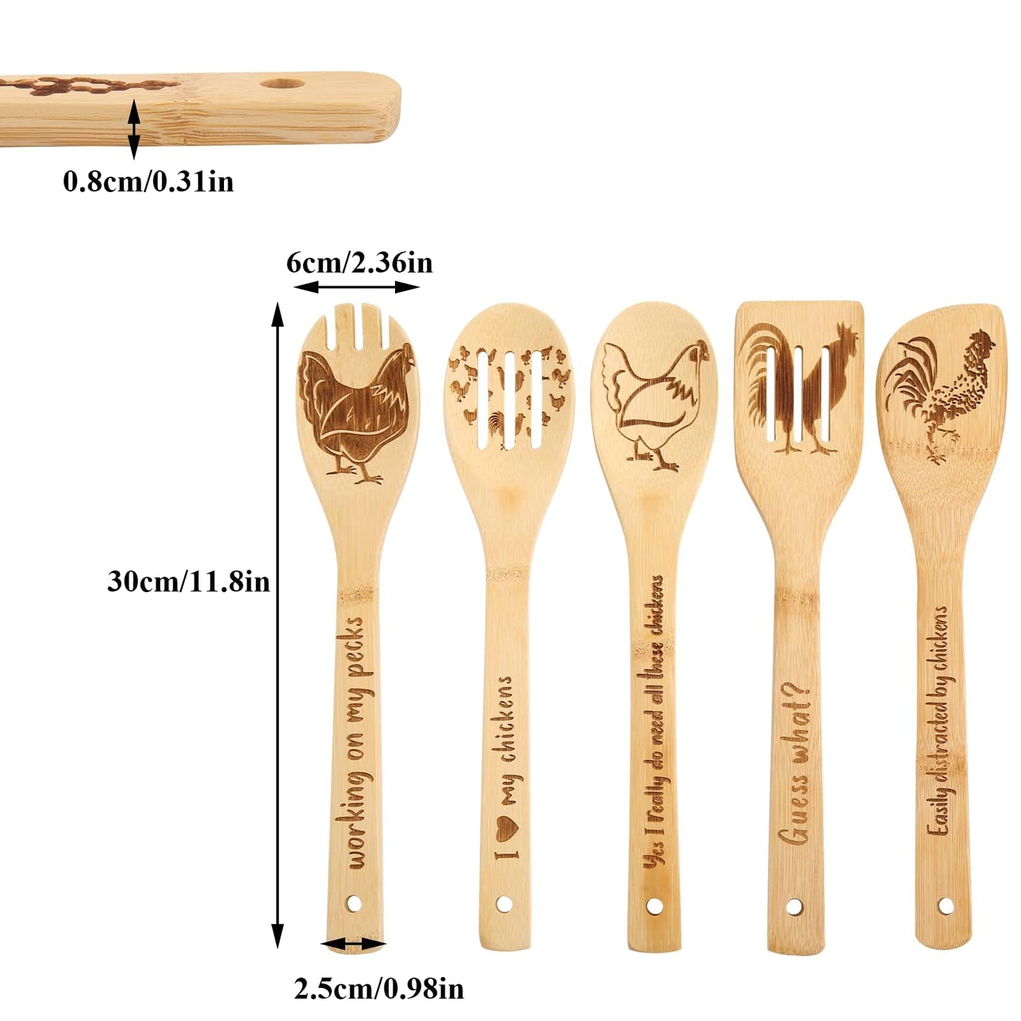 Chicken Wooden Spoons for Cooking Cute Chicken Kitchen Accessories Rooster Kitchen Decor Farmhouse Chicken Kitchen Utensils Funny Chicken Gifts for Women
