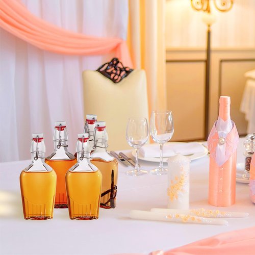 Jinei 12 Pcs Whisky Glass Flask Swing Top Glass Bottles Vanilla Extract Bottles Men Liquor Flask for Homemade Vanilla Extract, Lemoncello, Kombucha, Water Kefirm Apply Christmas Wedding Gifts (8 Oz)