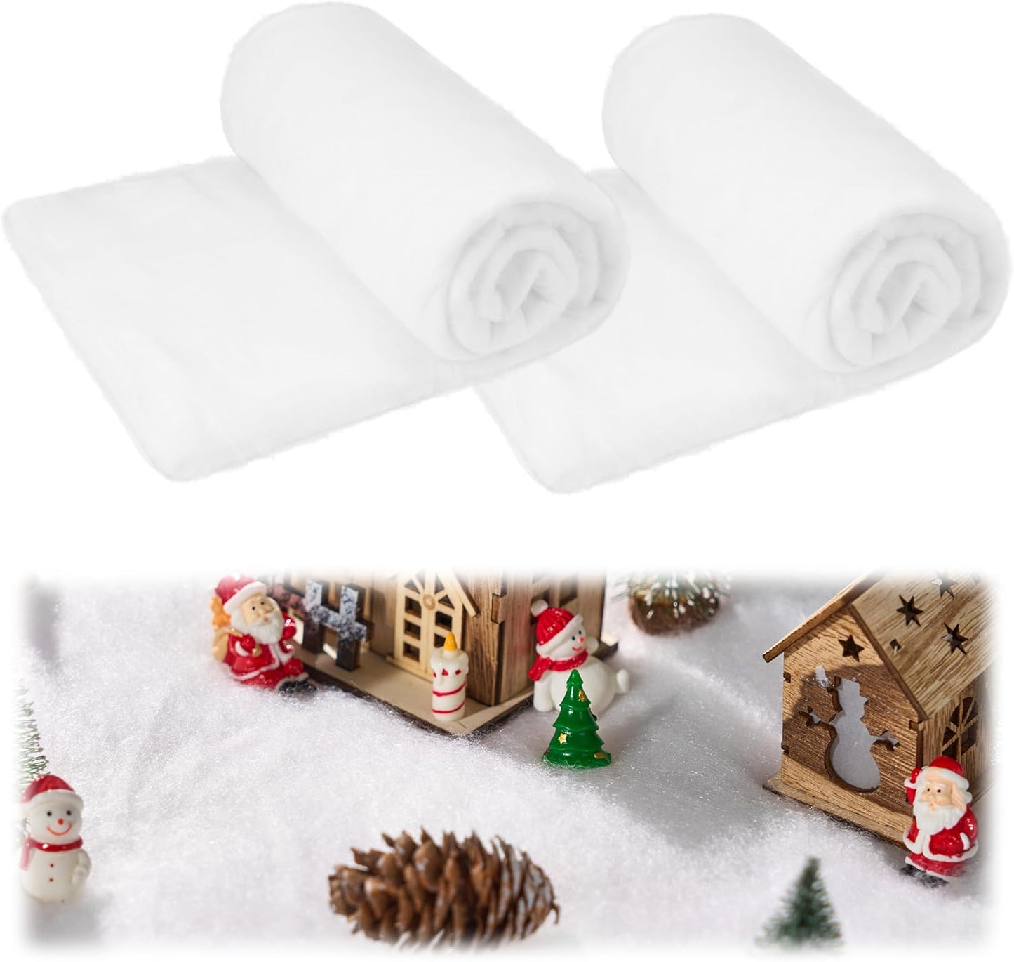 JOYIN Christmas Snow Blanket Roll - Thick White Soft Fake Snow Cover for Holiday Decor | 15In x 10Ft, 2PCS