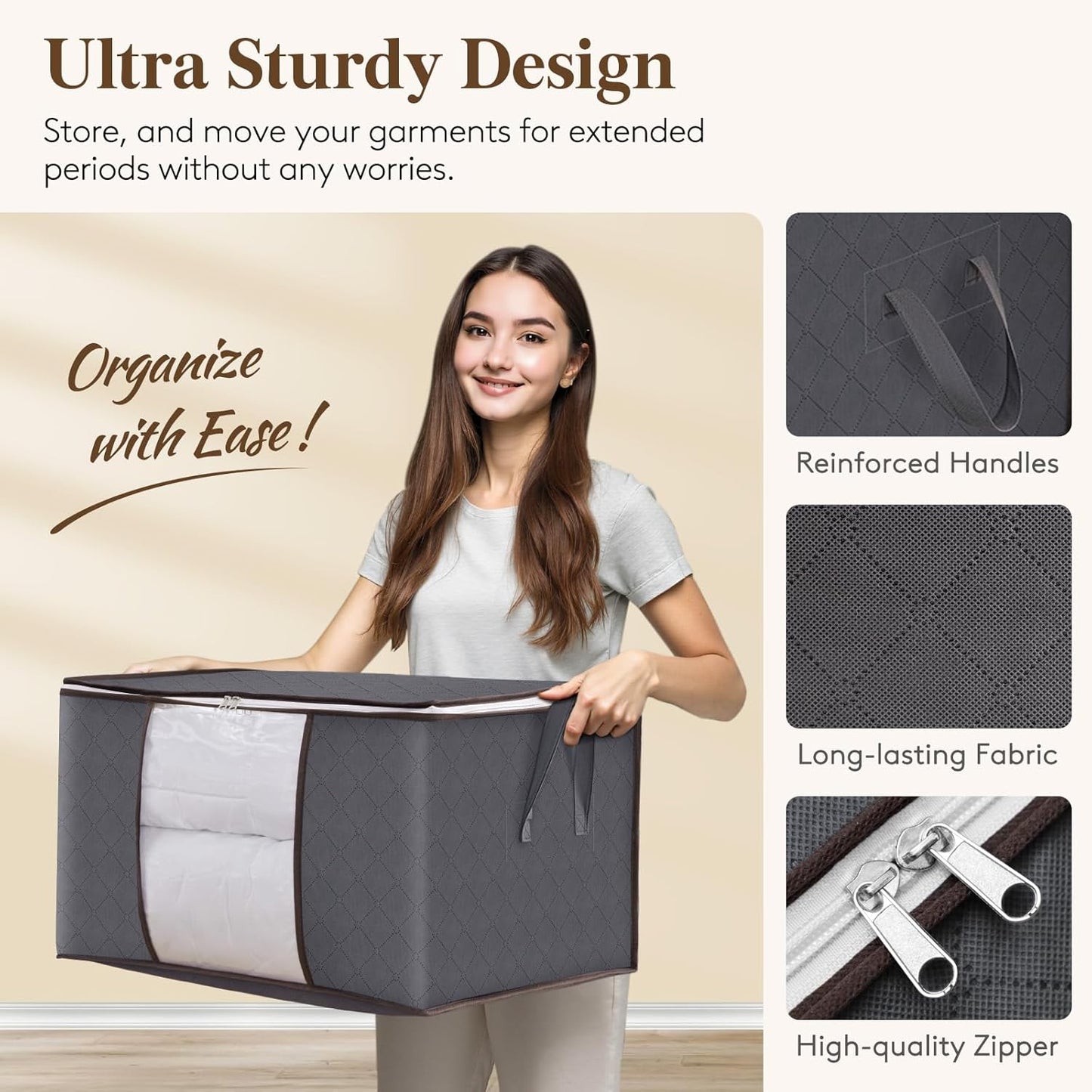 Lifewit 30-Pack Clothes Storage Bins - 90L Foldable Bags with Zippers & Clear Windows | Ideal for Bedding & Closet Organization