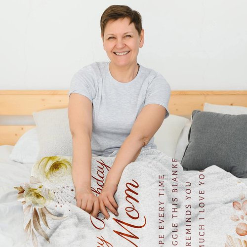Jnufoju Birthday Gifts for Mom, Mom Birthday Gifts from Daughter Son, Unique Gift for Mothers Birthday, Mothers Bday Gift Fleece Blanket 60 x 50 Inch