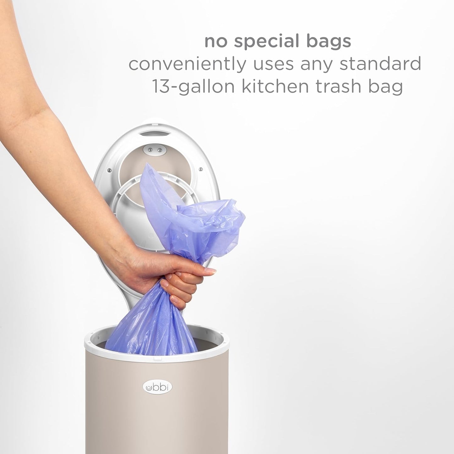 Ubbi Stainless Steel Diaper Pail - Odor Locking Design, No Special Bags Required | Taupe Color