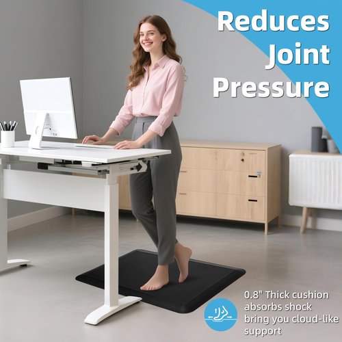 Art3d 3/4" Thick Kitchen Mats for Floor, Waterproof 20" X 32" Cushioned Comfort Mat, Anti Fatigue Mats for Kitchen, Ergonomic Standing Office Desk, Home and Garage, Black