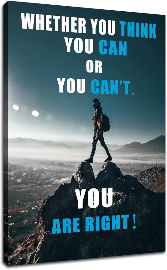 GoForArt Dream Big Motivational Canvas Wall Art, Inspirational Famous Quote Bedroom Living Room Decor, Positive Modern Landscape Mountain Office Dorm Room Poster Print (Inspirational-10, 24.00" x 36.00")