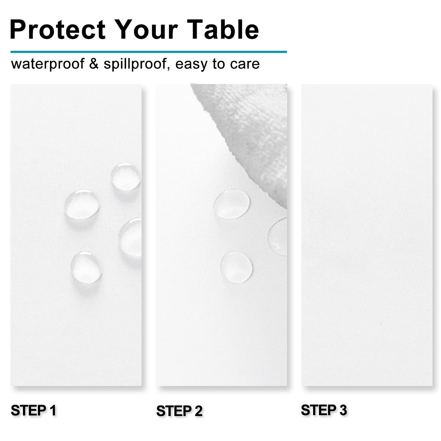 Hiasan White Rectangle Tablecloth - Waterproof Washable Polyester Fabric Table Cloth for Buffect Dining Birthday Party Wedding, 54 x 80 Inch