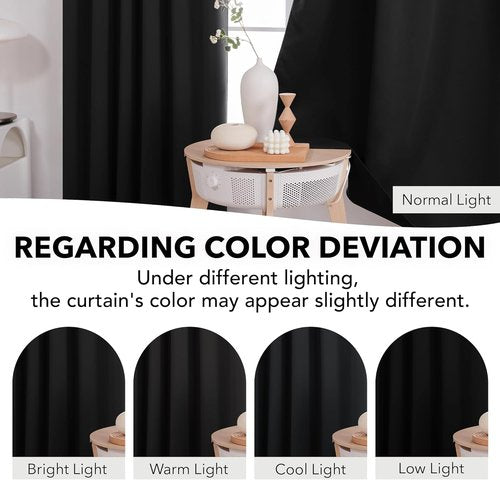 Deconovo Blackout Curtains - 84 Inch Long, Room Darkening Panels in Black | 2 Pack, 52x84 Inch