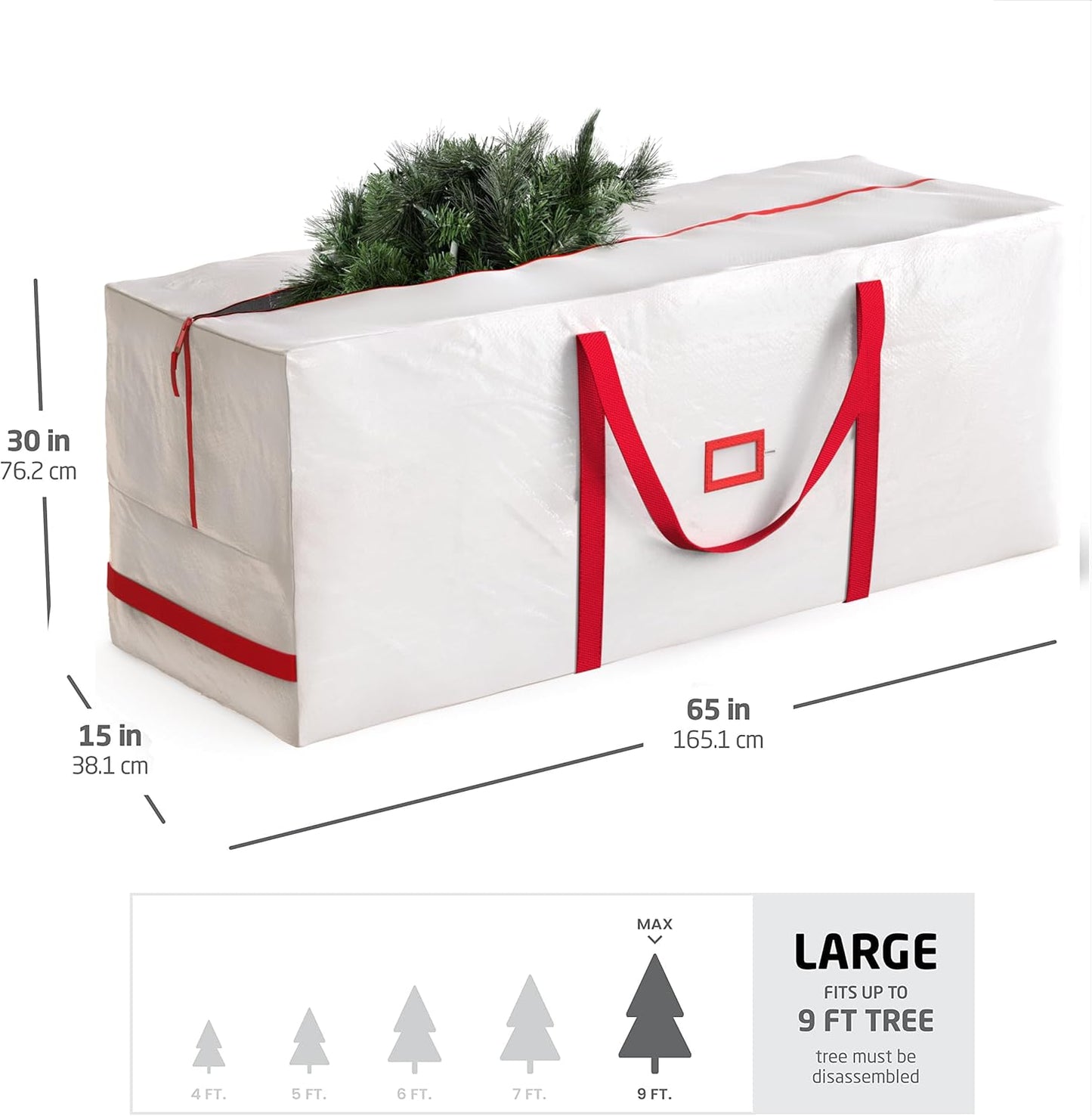 Zober Christmas Tree Storage Bag | Fits 9 Ft Artificial Trees - Waterproof & Durable with Label Slot - White