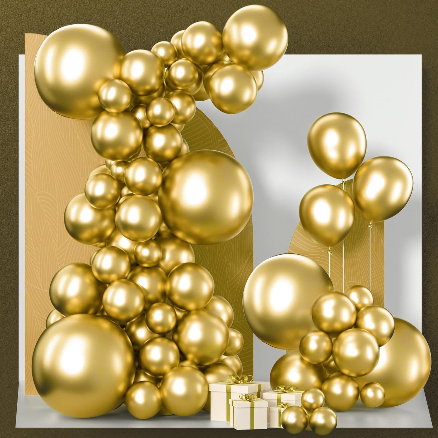 PartyWoo Gold Balloons 120pcs Different Sizes of 18 12 10 5 Inch Gold Balloon Arch Kit Garland for Birthday Wedding Anniversary Baby Shower Graduation Retirement Casino Party Decorations Gold-G101