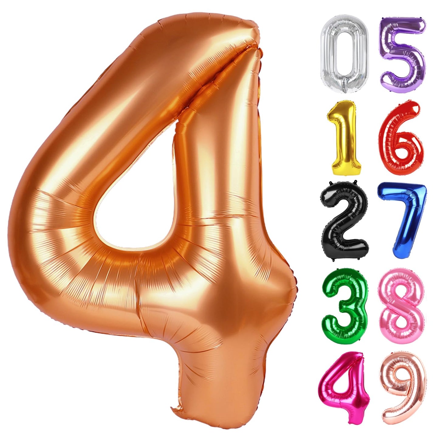 Orange Number 4 Balloon 40 Inch, 4th Birthday Party Decorations for Children, Giant 4 Foil Balloon for Party Supplies