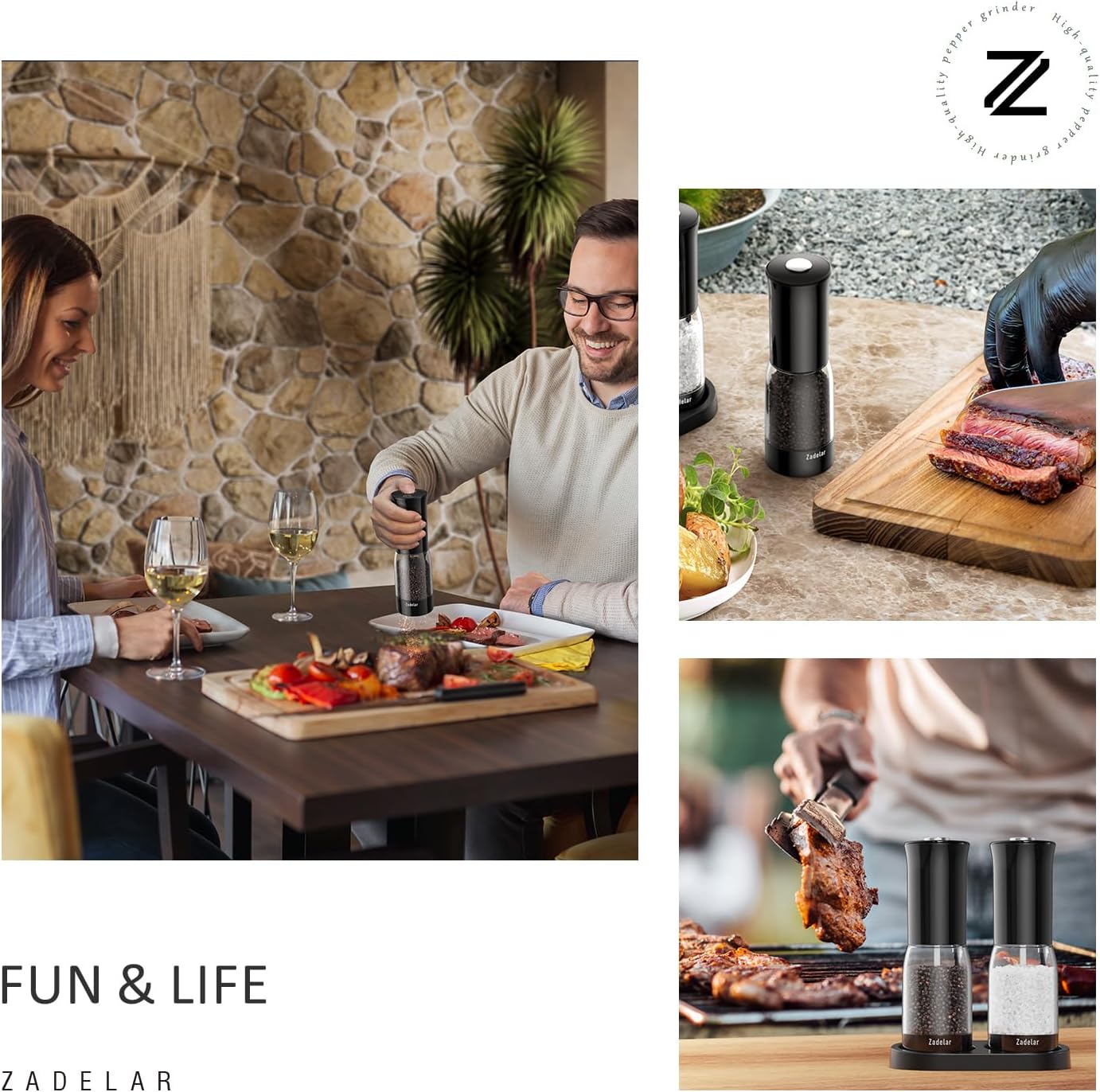 Skiennix Electric Salt and Pepper Grinder Set - Rechargeable with LED Display & One-Hand Operation | Large Capacity