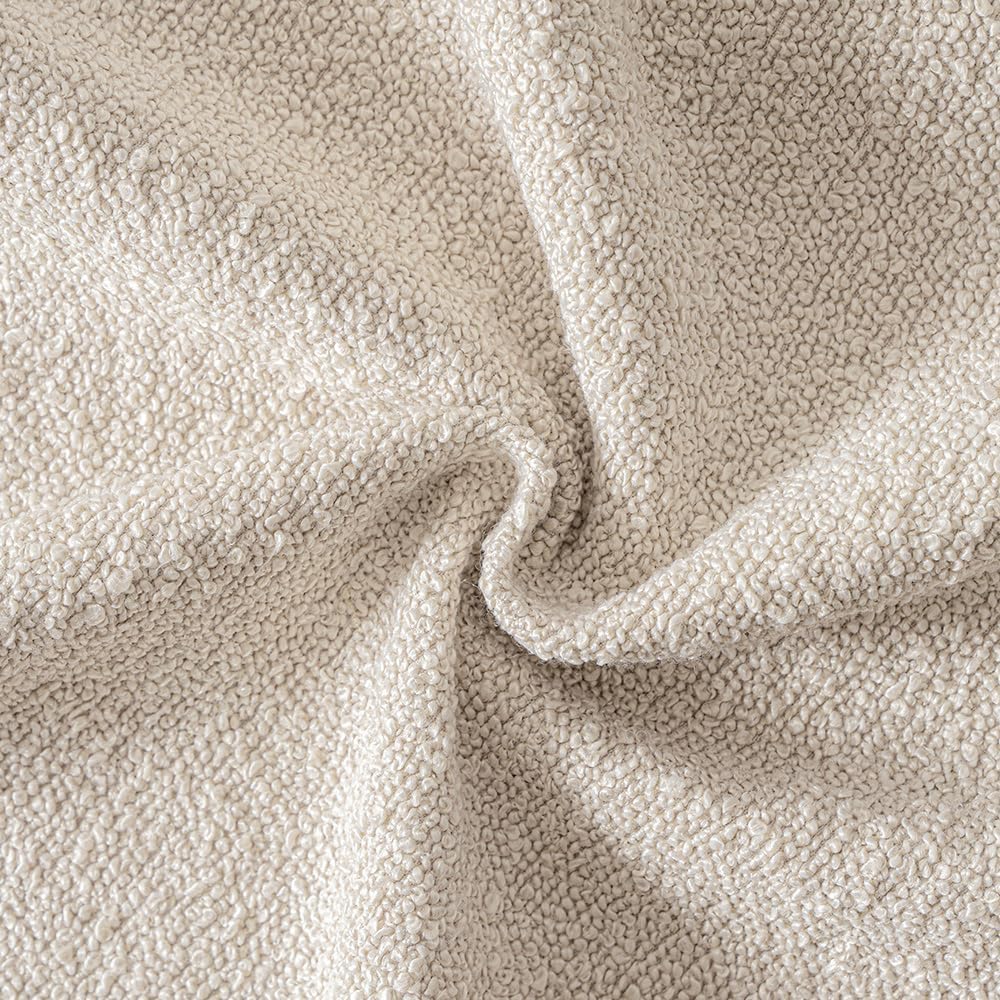 MIULEE Decorative Pillow Covers - Textured Boucle Set of 2 | 20x20 Inch Natural Beige & Ivory Accent for Couch & Bed