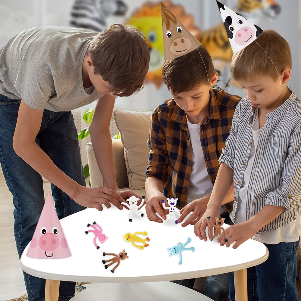 ArtCreativity Mini Bendable Farm Animal Toys, Set of 48, Barnyard Animal Toys for Kids in 6 Designs, Portable Stress Relief Toy for Kids, Barn Birthday Party Favors and Pinata Stuffers