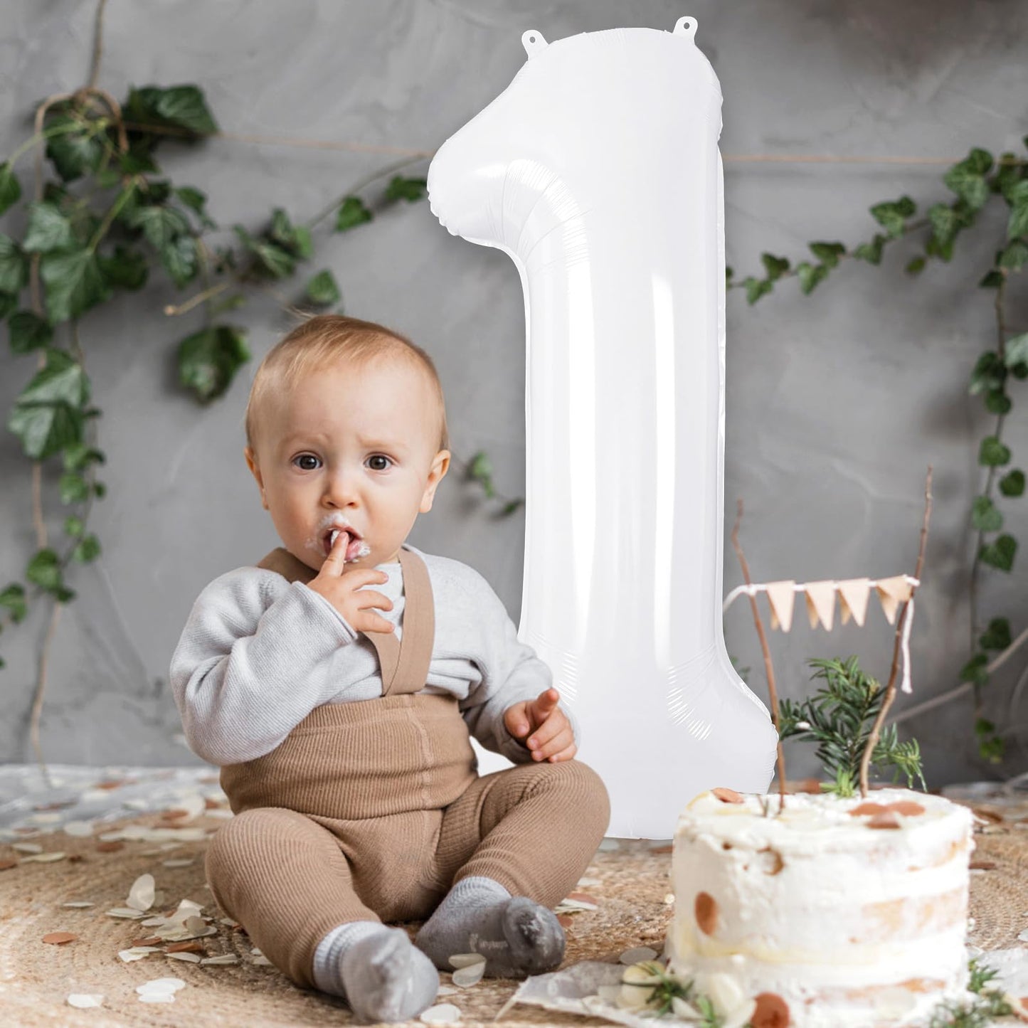 White Number 1 Balloon 40 Inch, Big Large Foil Helium Number Balloons, Giant Mylar Number 1 Balloons for 1st first Birthday Party Decorations Supplies Anniversary
