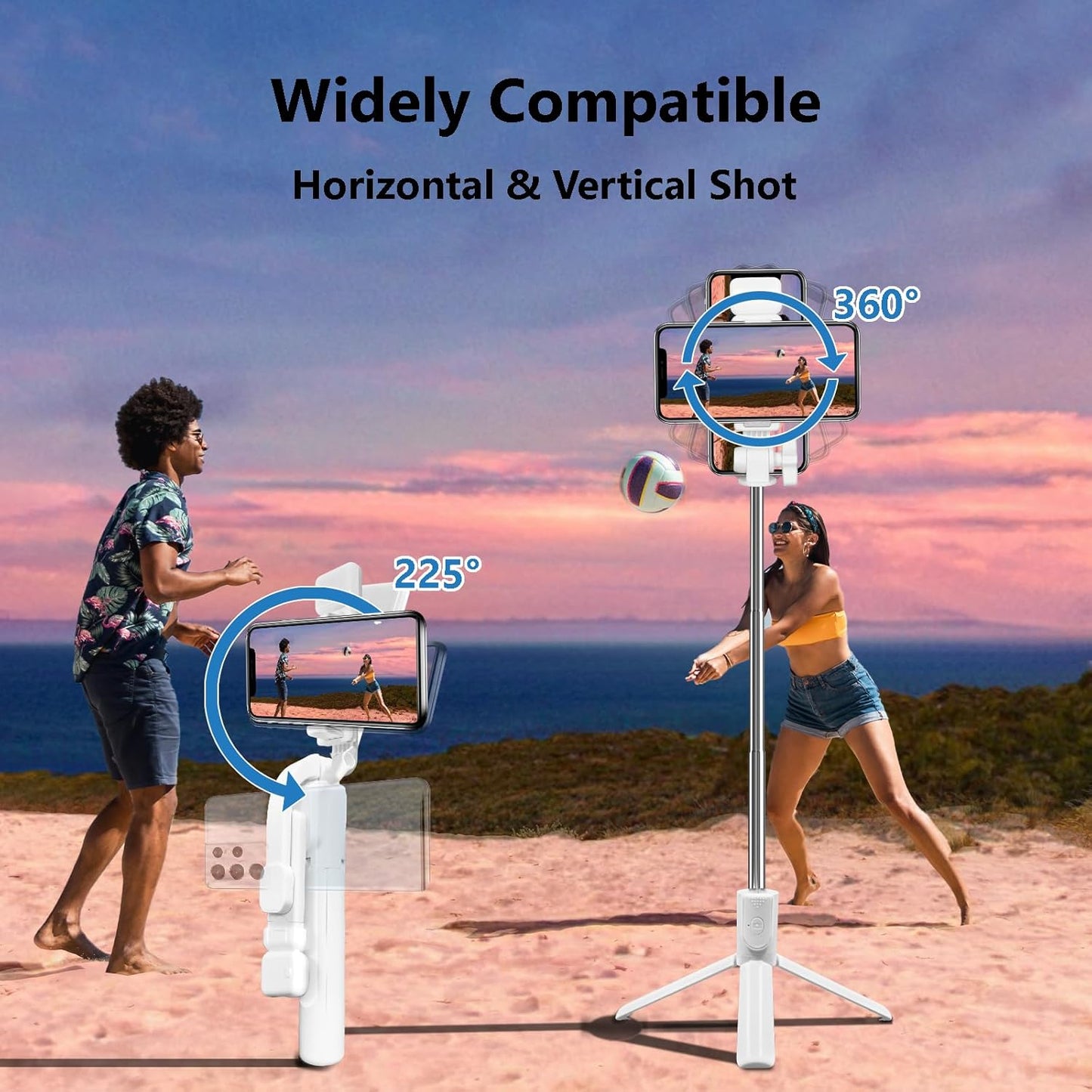 Skiennix Selfie Stick Tripod - 40-Inch Retractable Design with Wireless Remote & Light | Portable for iPhone & All Cellphones