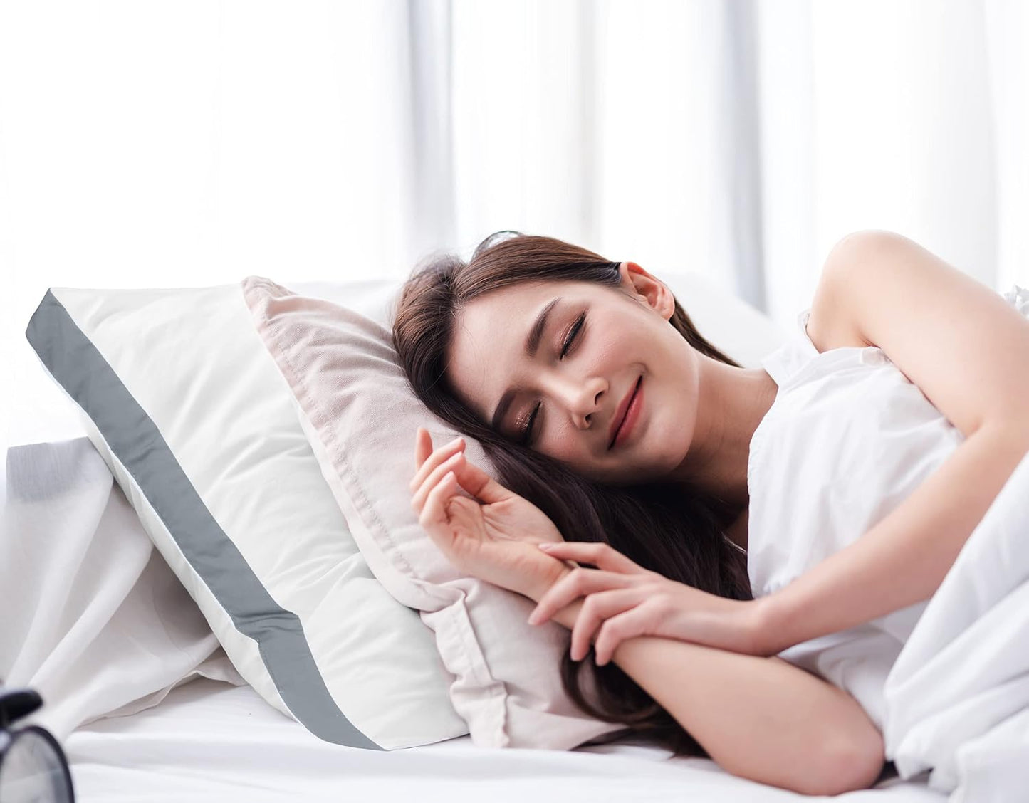 Utopia Bedding Bed Pillows - Soft & Fluffy Down Alternative | Standard Size Grey, Set of 2