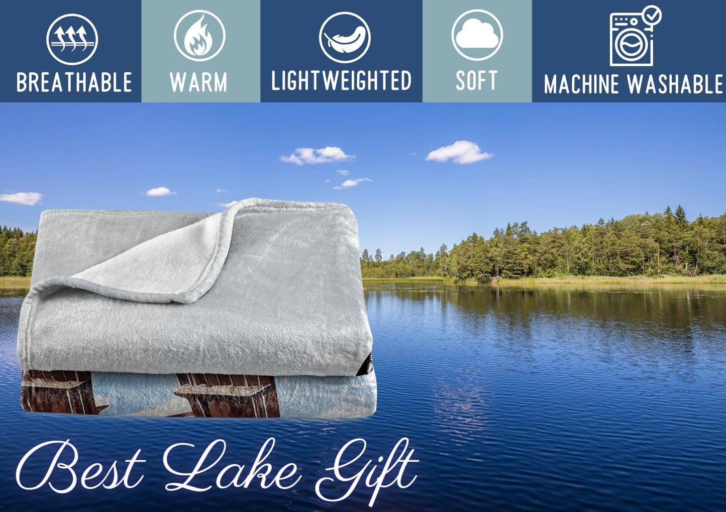 Lake House/Life Gifts Blanket Throw for Women Men - Boating/Fishing Gifts - House Decor Decorations for Home Porch Bed Sofa - Better, 50" x 65"