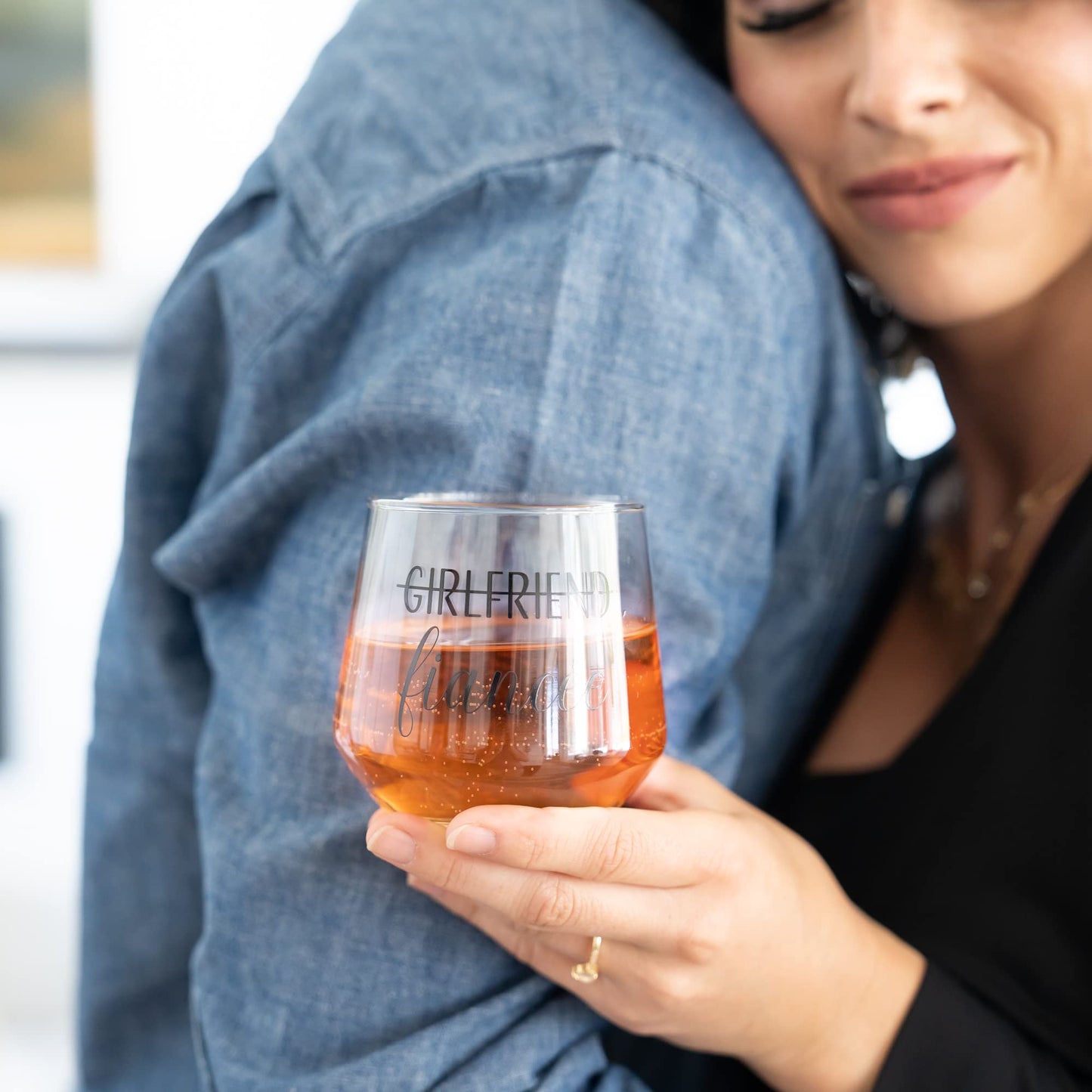 Newlywoo Engagement Gifts for Couples — Engagement Gifts for Newly Engaged Couples, Unique Fiance Gifts for Him or Her! Whiskey Wine Glasses with Diamond Wine Stopper