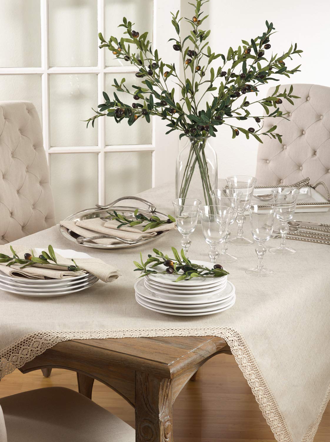 SARO LIFESTYLE 931 Tablecloth Natural 70" X 120" Oblong, Sold Per 1 PC