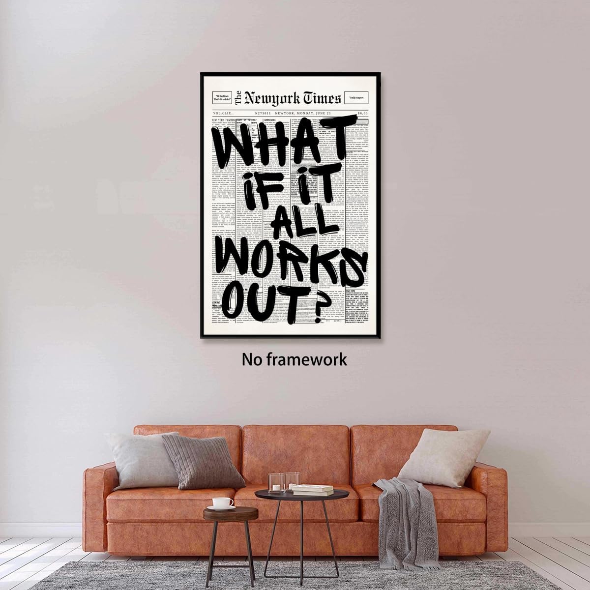 Trendy What If It All Works Out Poster - Black and White Motivational Wall Art | 16x24 Inch Unframed