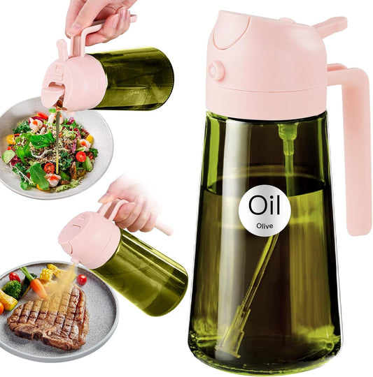 YARRAMATE Light-Blocking Dark Oil Sprayer - 16oz Olive Oil Dispenser Bottle | Food-Grade Glass, Dark Green