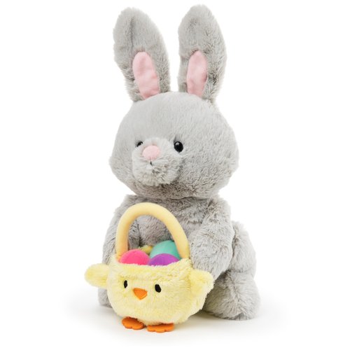 GUND Exclusive Easter Bunny with Basket and Eggs, Bunny Stuffed Animal for Ages 1 and Up, Gray, 10"
