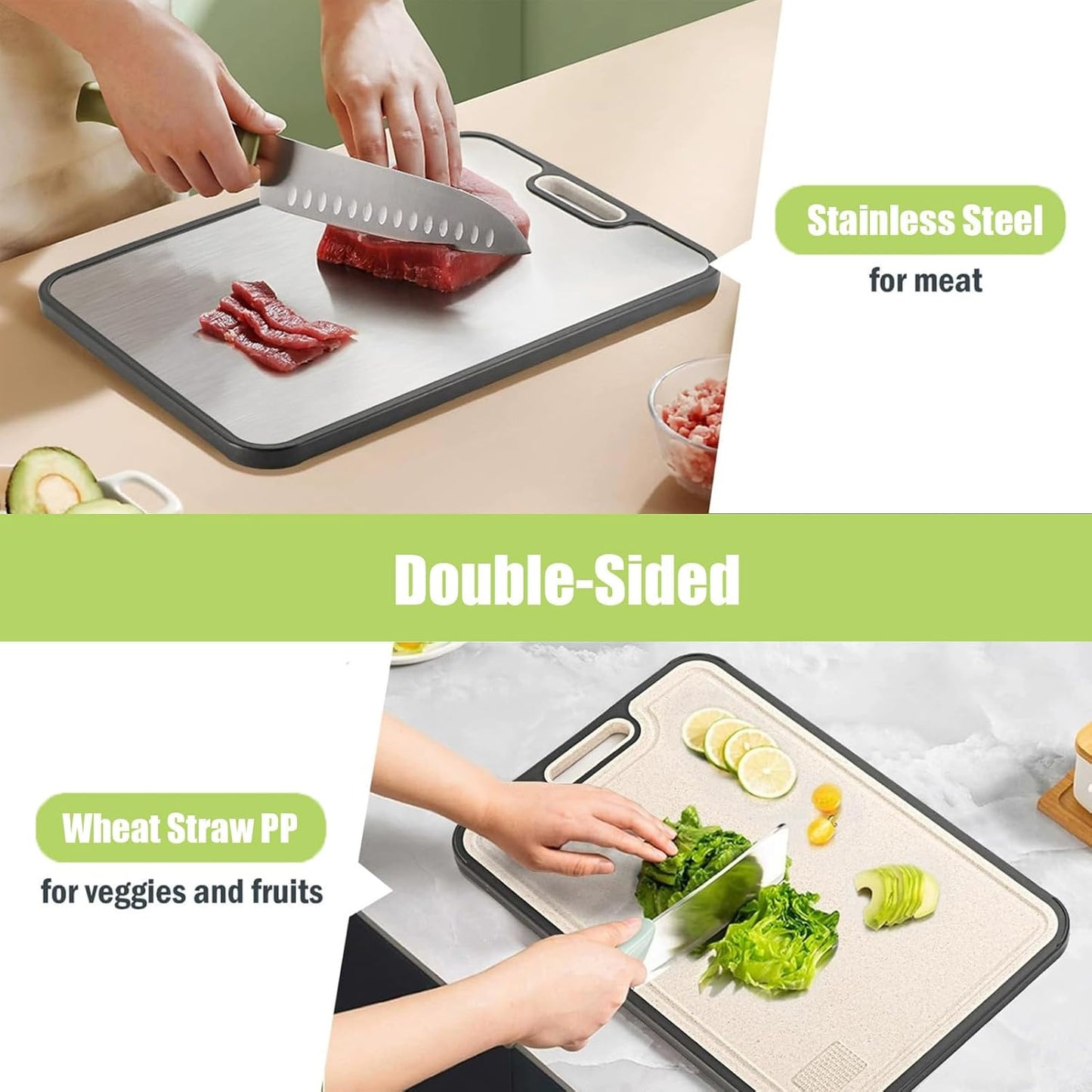 Stainless Steel Cutting Board - Non-Toxic Double-Sided Design | Scratch Resistant 15” x 10” Size