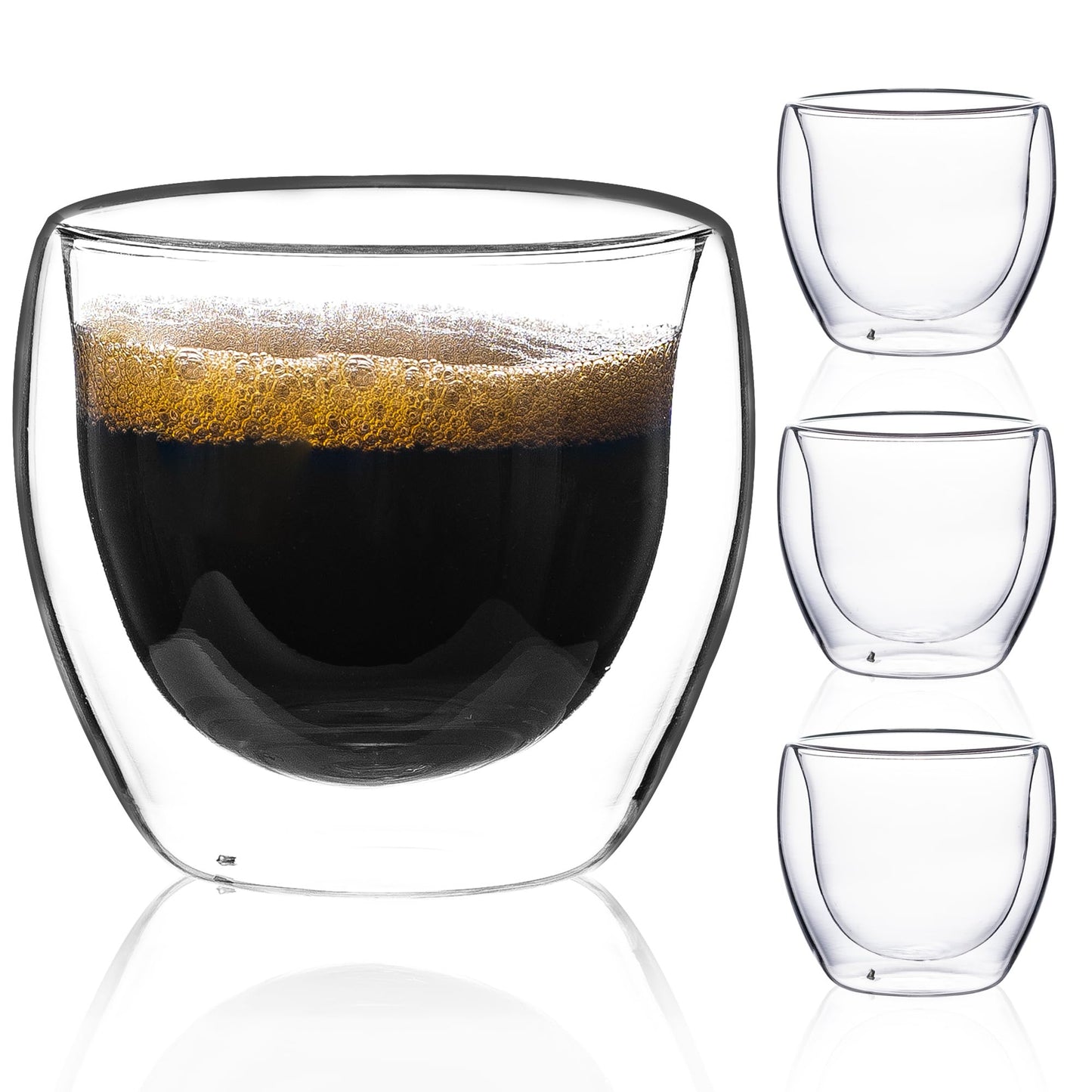 Espresso Cups Set of 2, 5 Oz(150 ml) Expresso Shots Glass Cup, Double Walled Glass Coffee Cups,Fit for Espresso Machine and Coffee Maker, Insulated Clear Espresso Shot Glasses Cups Gifts for Man Women
