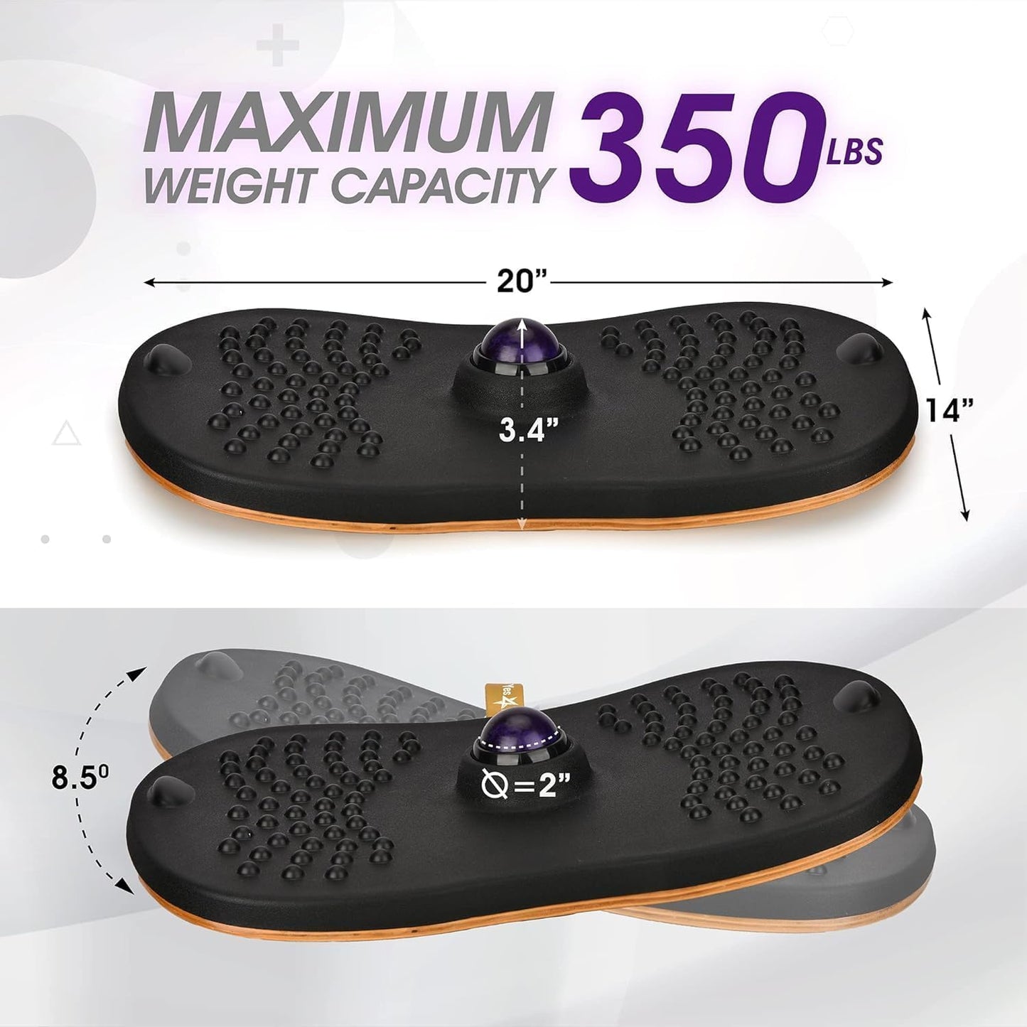 Yes4All Wobble Board with Massage Ball for Standing Desk/Anti Fatigue Office Foam Pad - Standing Desk Mat, Office Accessories