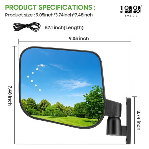 Golf Cart Side Mirrors with Turn Signal Light，Rear View Mirror for Club Car EZGO Yamaha Gas & Electric,Golf cart must be drilled and have turn signal headlights