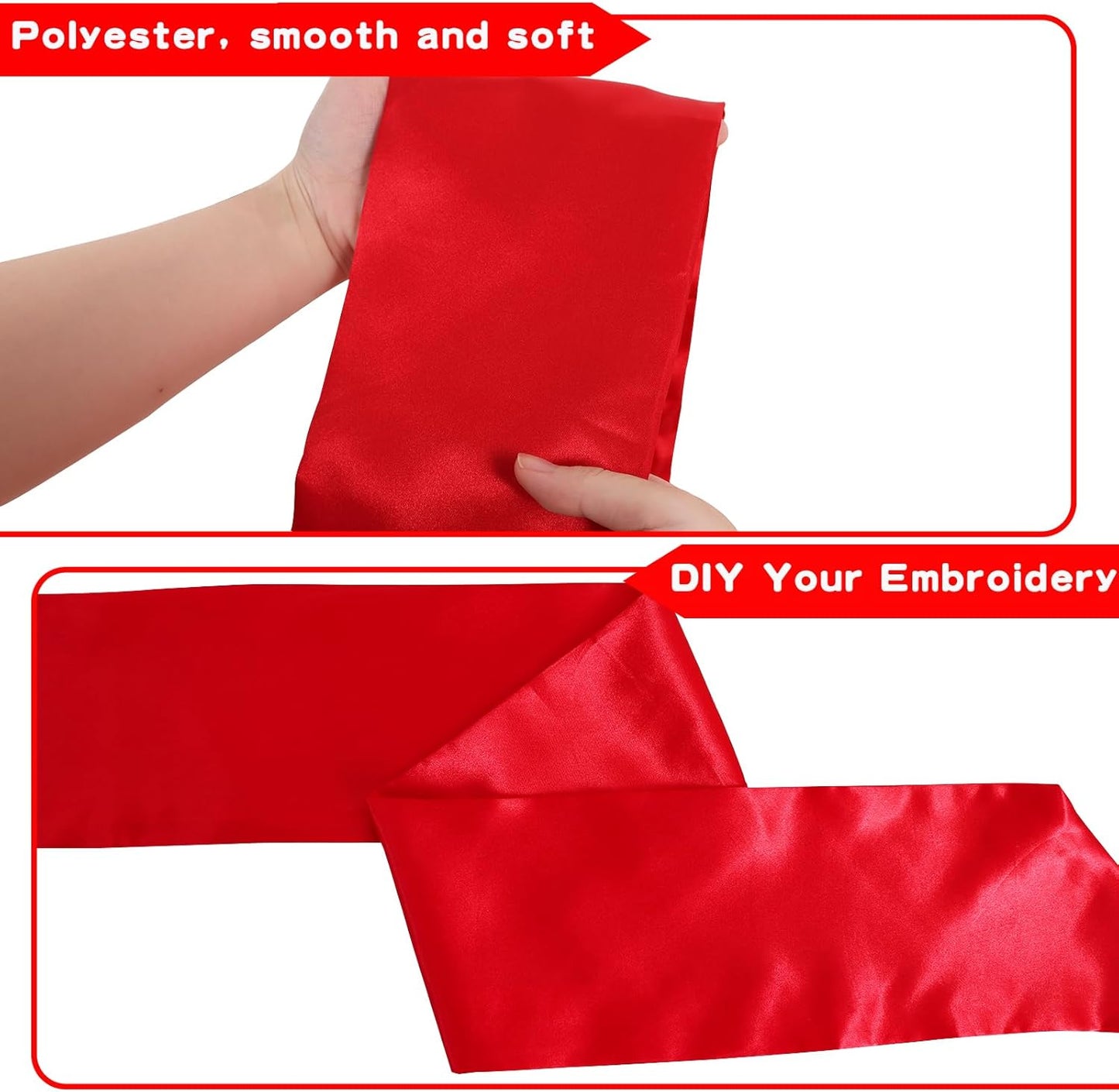 TONIFUL Wreath Sash - Red Satin Ribbon for Embroidery | 4.5" x 56" Indoor/Outdoor Holiday Decor