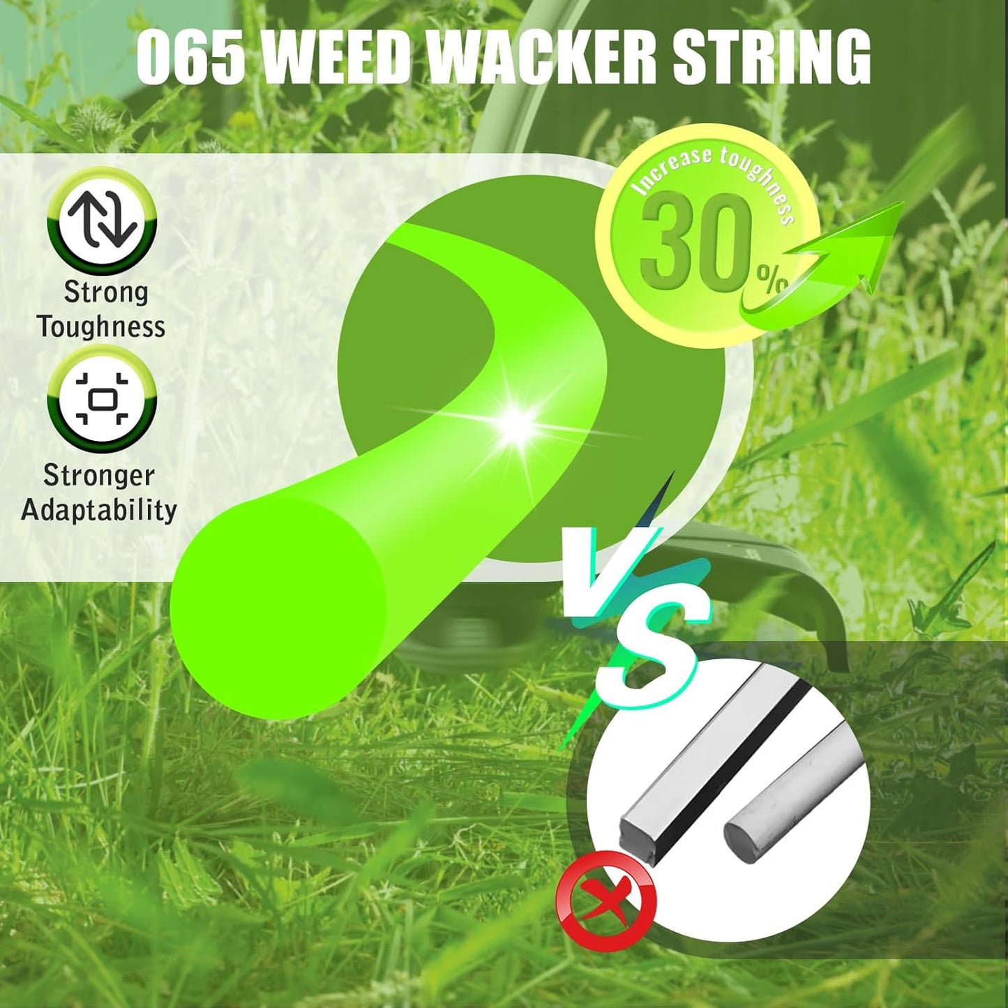 KAKO 065 Trimmer Line - Durable .065" Weed Eater String | 2000 Ft | Fits Most 12-Inch Cordless Trimmers
