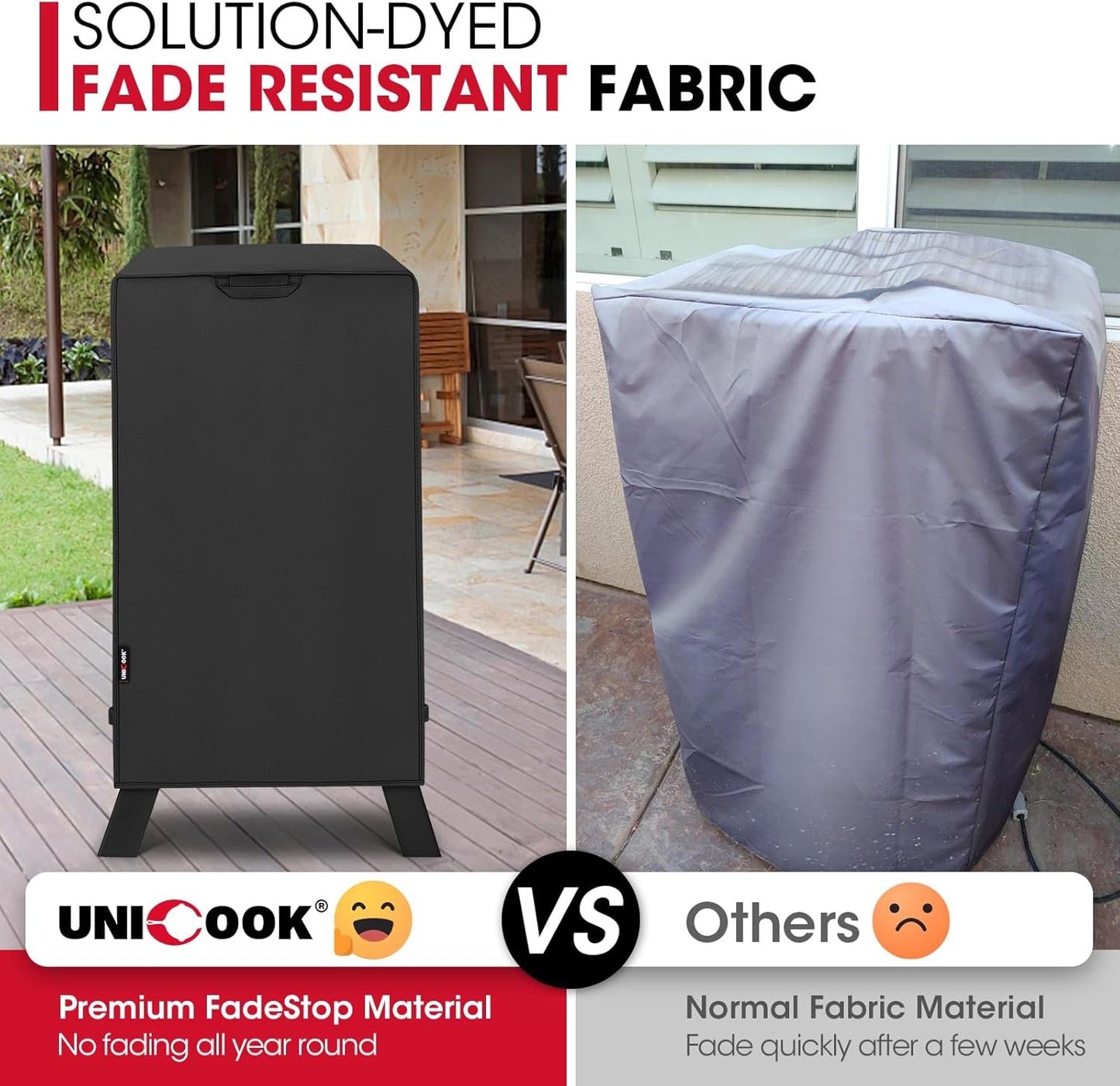 Unicook 30 Inch Electric Smoker Cover - Heavy Duty Waterproof BBQ Grill Protection | All Weather Resistant, 18" W x 17" D x 33" H