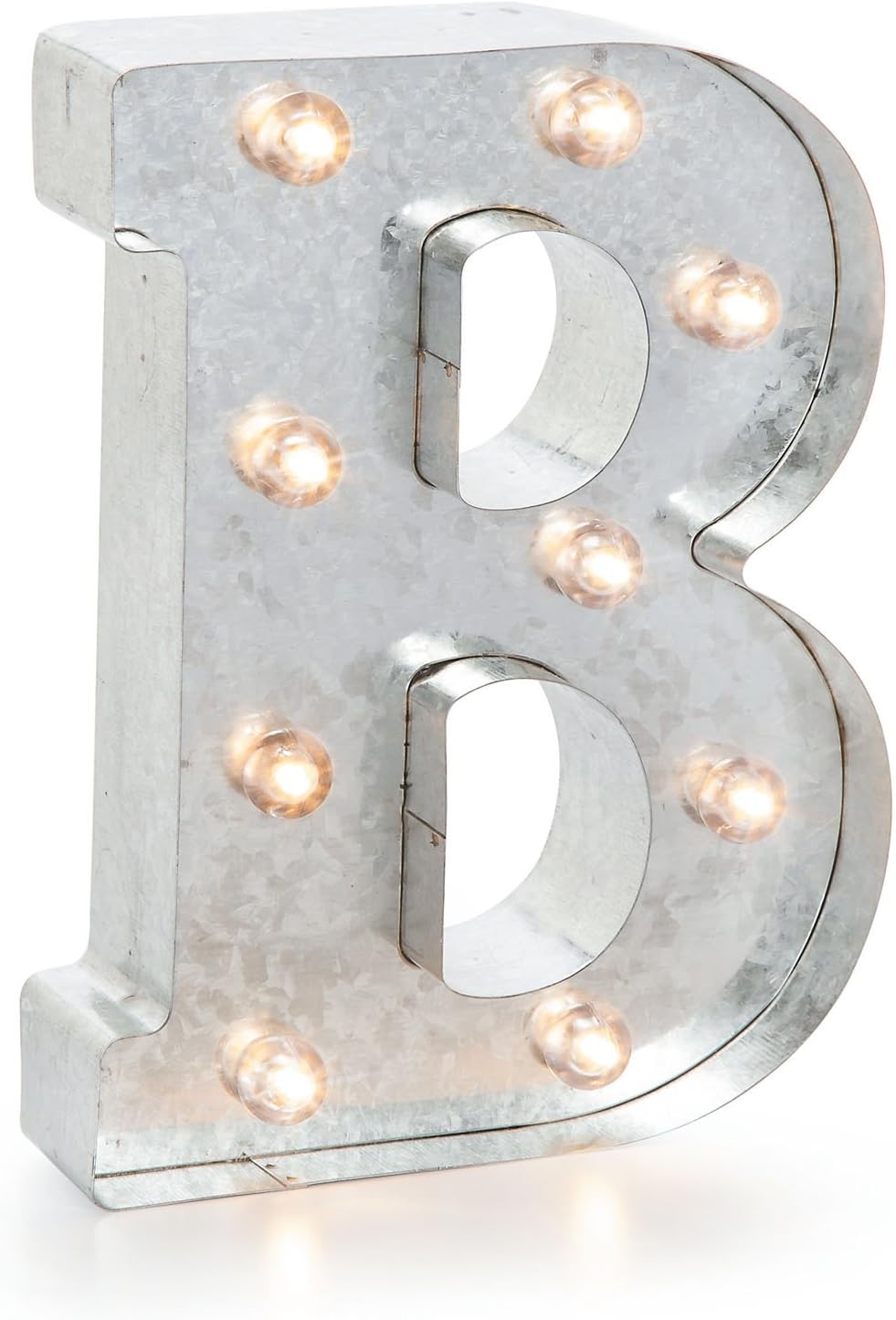 Silver Metal Marquee Letter J - 9.87” Tall Galvanized Decor for Events & Home