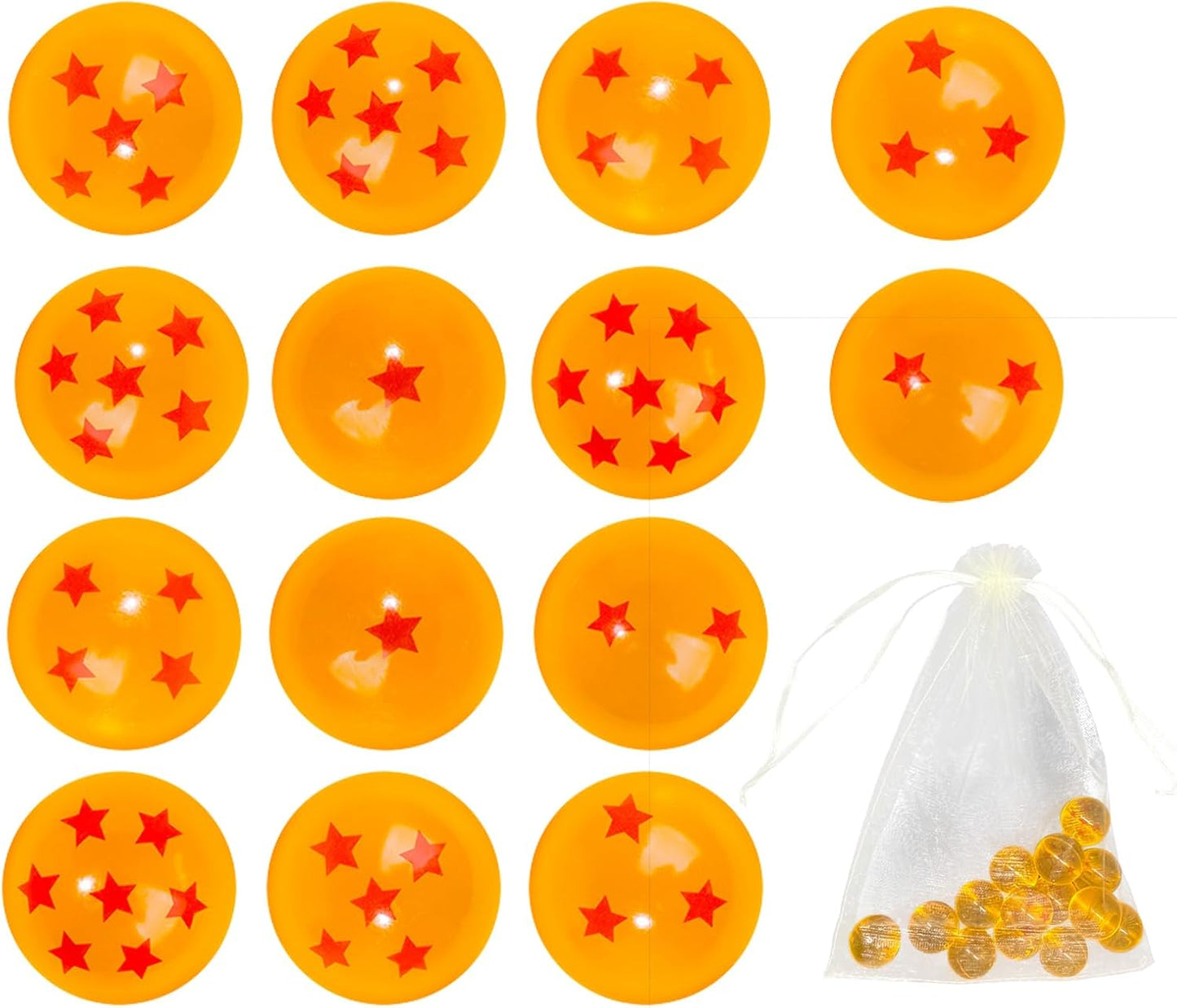 Skiennix 14PCS Anime Bouncy Balls - 7 Red Star Bounce Balls for Party Favors | 27mm Size, Perfect for Halloween & Christmas