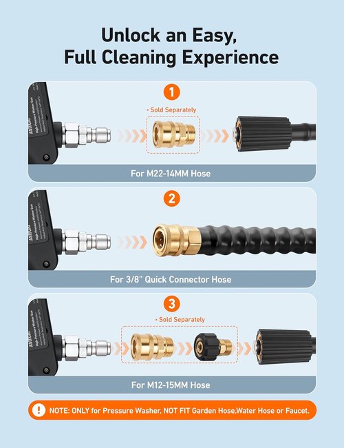 AstroAI High-Pressure Washer Gun - 4 Nozzles & 3/8” Swivel Connector | 4060PSI, Ideal for Car Wash Foam