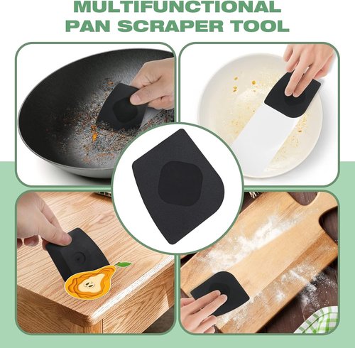 Cast Iron Scrubber - 316 Chainmail Cleaner for Pans | Durable Dish Scrub Brush - Dishwasher Safe, Black