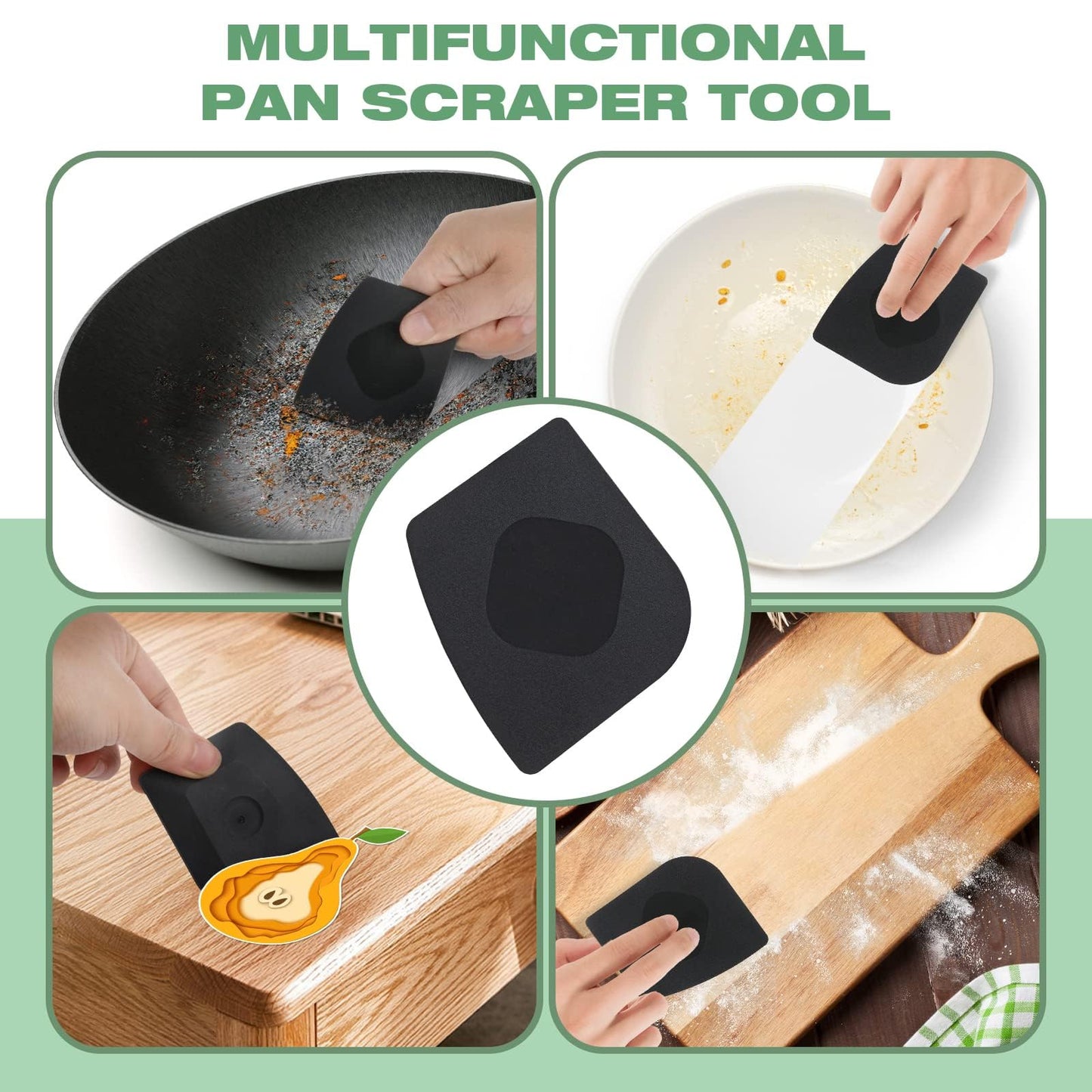 Purgreat Cast Iron Scrubber | Dish Scrub Brush | 316 Cast Iron Cleaner Chainmail Scrubber for Pan Skillet Cleaner - Dish Scouring Pad Dishwasher Safe Cleaning Kit, Black 03