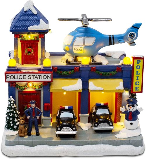 Innodept12 Christmas Animated Train Station Décor - Lighted Building with Clock & Music | Indoor Display