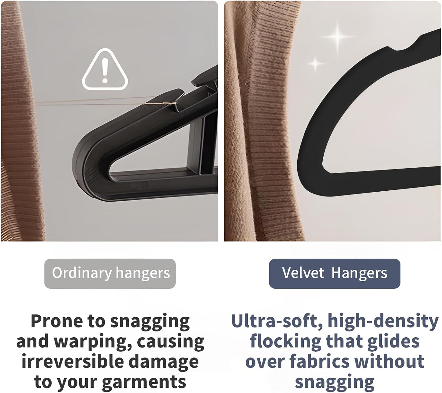 Velvet Hangers 50 Pack - Premium Non-Slip Suit Hangers for Closet Organization | Durable Black Felt for Heavy Coats & Trousers