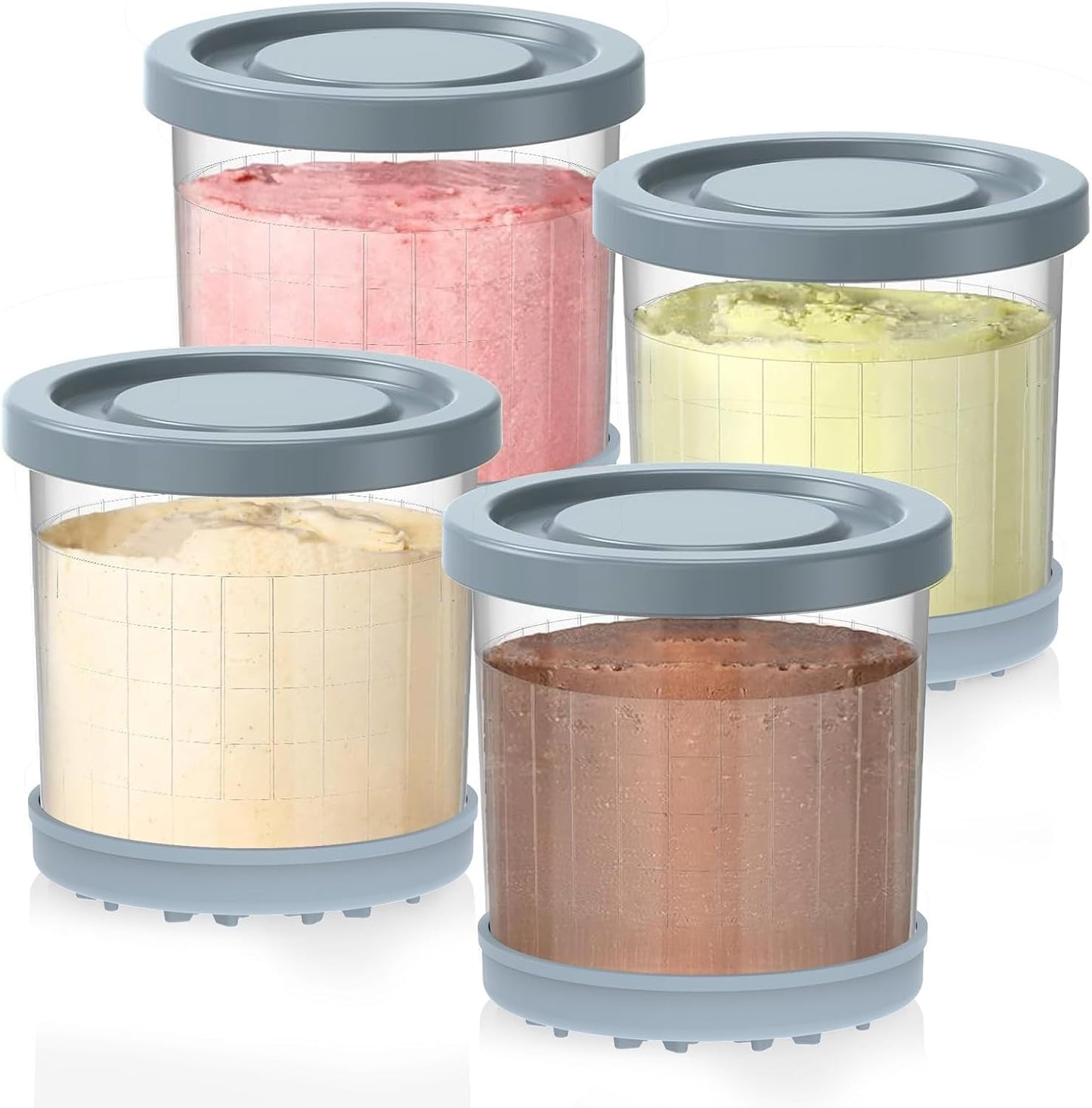 Ninja Creami Pints and Lids - 4 Pack 16oz Airtight Containers for NC299AMZ & NC300s Ice Cream Makers