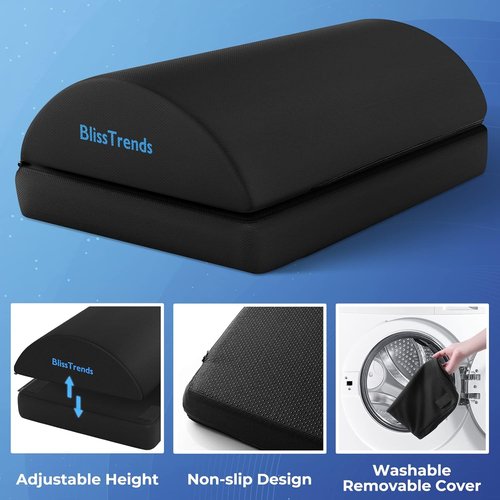 BlissTrends Foot Rest - Versatile Under Desk Foot Stool with Washable Cover | Adjustable Height for Comfort - Black