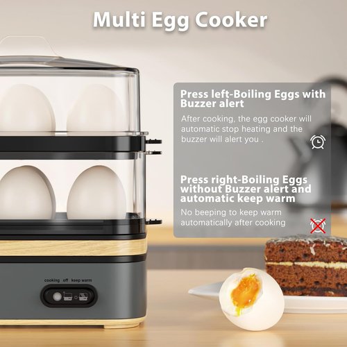 Evoloop Electric Egg Cooker - Rapid 12 Egg Capacity for Soft, Medium, Hard Boiled & Poached Eggs | BPA Free Grey