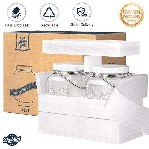 Dwbligt 2 Pack Square Wide Mouth Mason Jars, 1 Gallon Glass Jar With Airtight Lid and Scale Marks, 128 FL Oz/3785 ML Food Storage Containers with Handles & Non-slip Bases - for Flour, Rice, Pickling