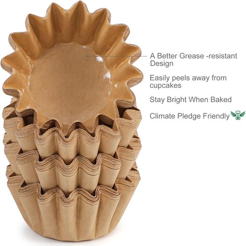 Caperci Mini Cupcake Liners - 200 Count Grease-Resistant Heavy Duty Baking Cups | Odorless & Easy Peel