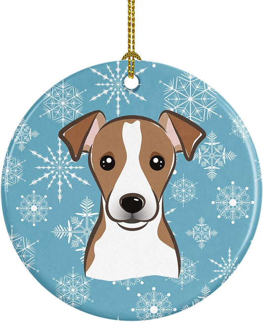 Jack Russell Terrier Snowflake Ceramic Ornament - 3" Christmas Tree Decoration