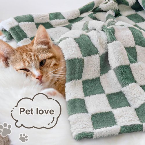 HOMRITAR Checkered Baby Blanket - Soft Sage Green Fluffy 3D Chessboard Design | Reversible 30 x 40 Inch for Infants