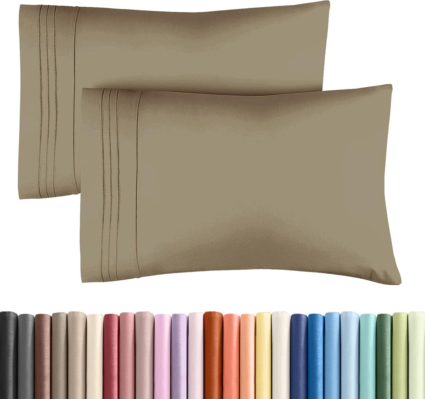 Queen Pillow Cases by [Brand Name] - Ultra Soft Hotel Quality Covers | Wrinkle-Free, Stain Resistant - 2 Piece Set in Khaki