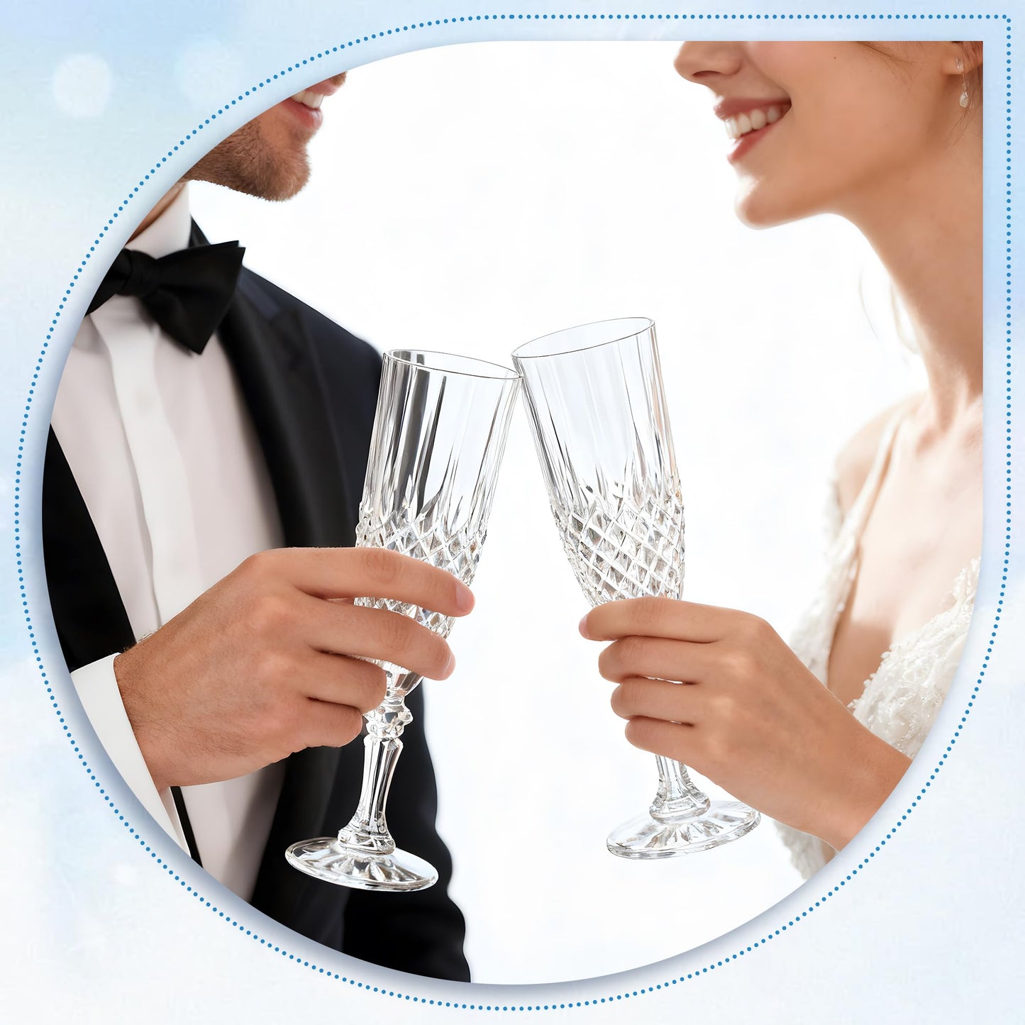 LEYIQU Plastic Champagne Flutes, Champagne Glasses Bulk, Reusable Unbreakable Acrylic Wine Glasses Goblets for Weddings Bachelor Parties Toasting Bridal Shower (24,Transparent)